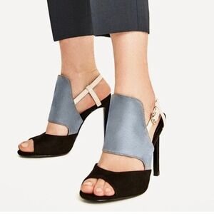 Zara Basic Collections Suede Color Block Heels Size 37